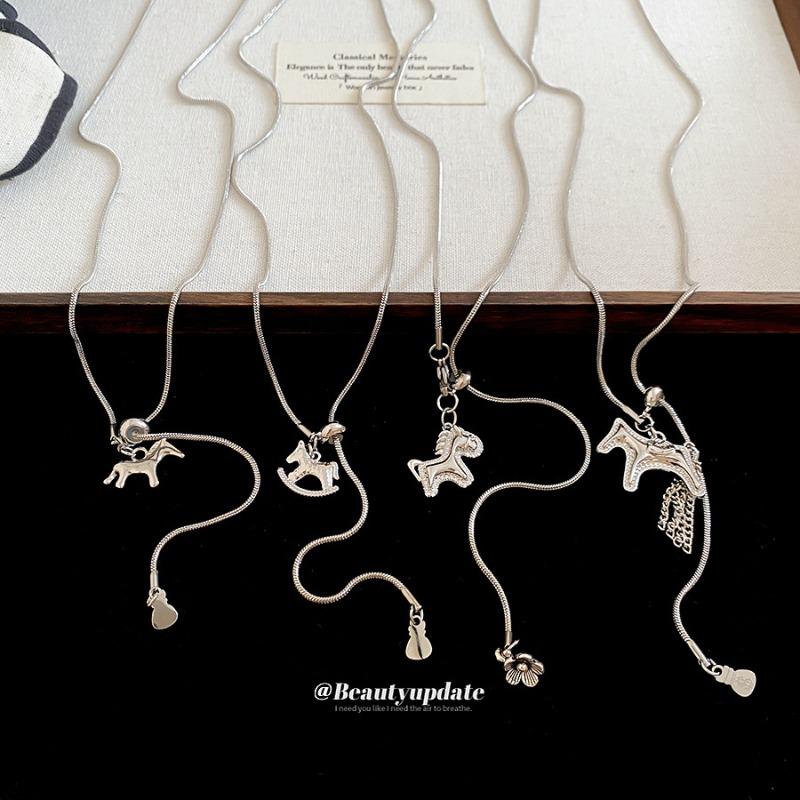 Cold Wind Zircon Pony Pendant Necklace Light Luxury High-end Sweater Chain Natal Year Niche Trend Versatile Item