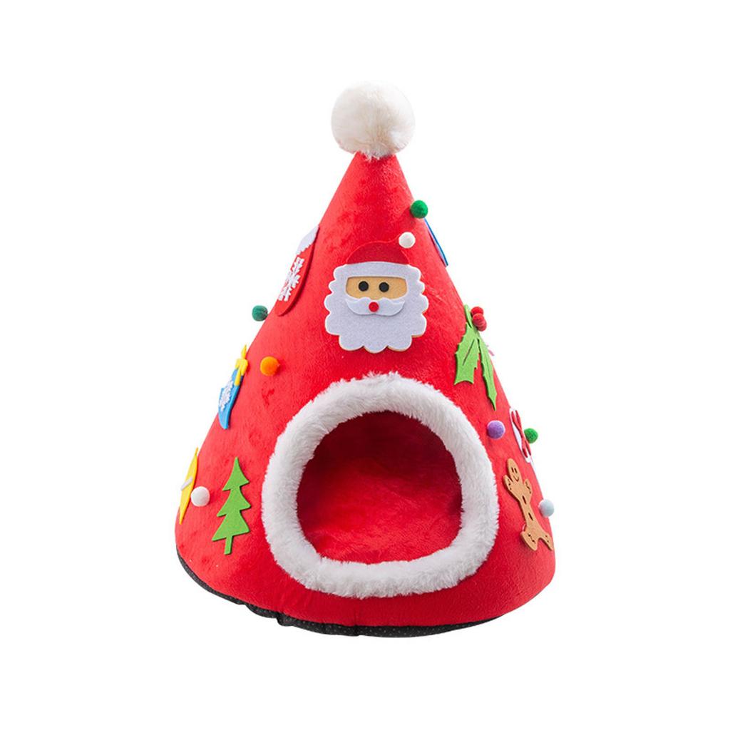 Warm Cat Cave Bed for Indoor Cats Washable Self-Warming Beds Calming Tent House for Puppies Small Dogs Non-Slip Bottom
