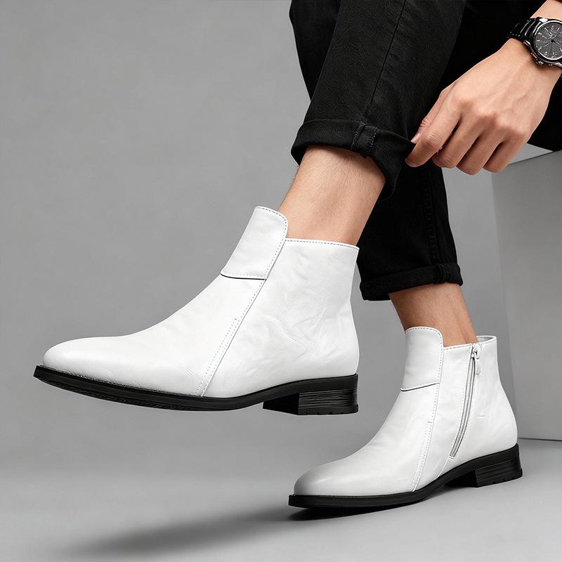 Men's Retro British Chelsea Boots - 2024 Autumn/Winter Pointed High-Top Leather with Plush Lining