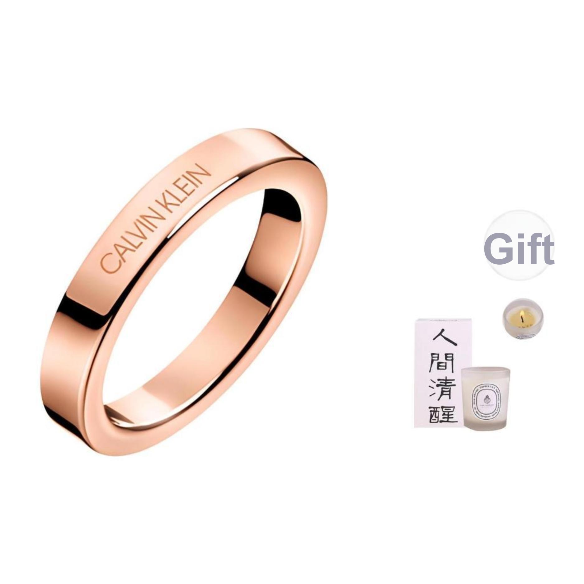 

Calvin Klein Hook Ext Minimalist Engraved Ring Unisex rings Rose-Gold KJ06PR1001 Box,5