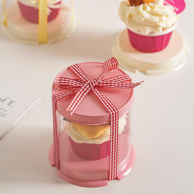 WTEMPO 10PCS Mini Cake Cupcake Packaging Boxes Cylindrical Creative DIY Transparent Dessert Packaging Boxes Perfect for Festivals Wedding and Party