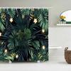 3D Printed Green Tropical Plants Shower Curtains Bathroom Waterproof Polyester Leaves Bath Curtain Shower Curtain Bath Screen