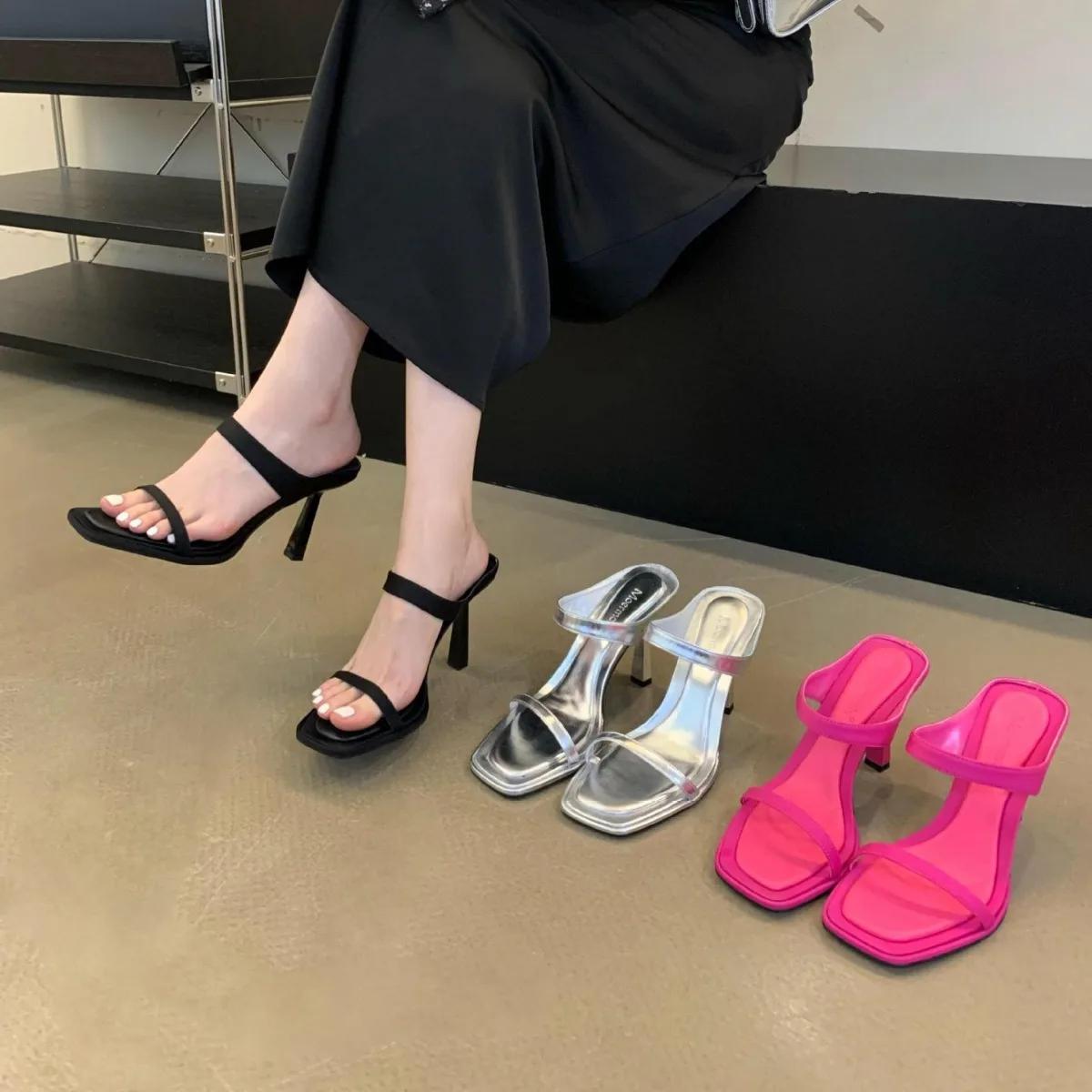 Мода Новые модные летние женские сандалии с тонким ремешком на квадратном носке женские — фото 3