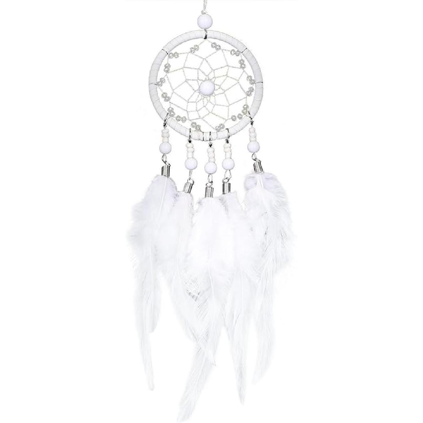 Dremisland Dream Catchers Handmade White Dream Catcher Car Rear View Mirror Pendant Charm with Pearl Ornament (White) белый