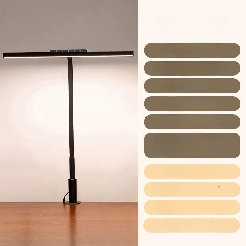 

1 шт. настольная лампа, 3 цвета, плавная регулировка яркости светодиодных настольных ламп для домашнего офиса, регулируемая настольная лампа с памятью и зажимом, сенсорное управление