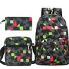 Multi-color blank backpack three-piece set Student Oxford cloth backpack + shoulder bag + pencil case three-piece set