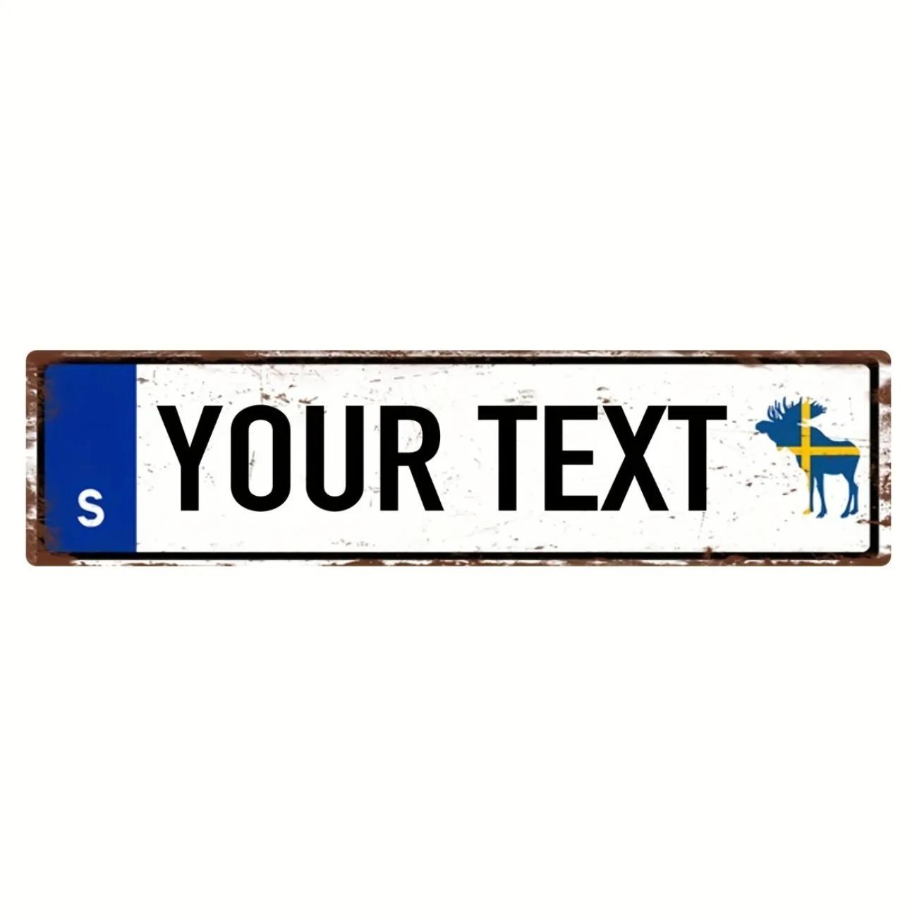 

1pc 40x10cm Swedish Reindeer License Plate Wall Decor Christmas Home Bar Cafe Garage Sign чорний