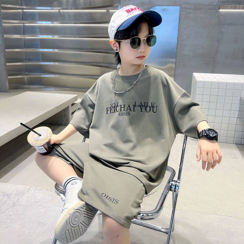 Boys' Summer Outfit, Medium Size, Children's Fashionable Loose Sports Suit