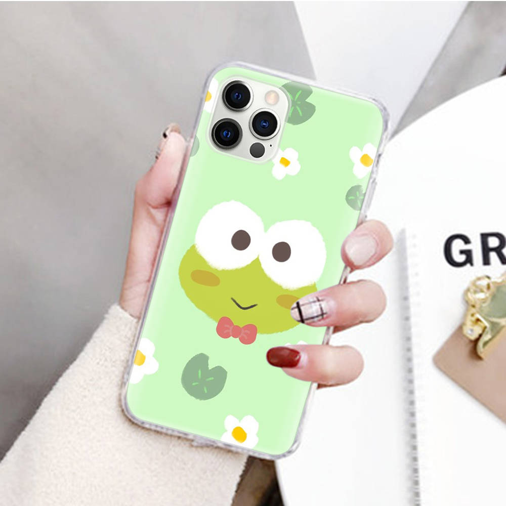 JZ2 Kerokero Keroppi Transparent Case for Samsung A04 A14 A23 M33 M53 Realme 10 9 C35 C55 VIVO Y02 X80 Infinix Hot 30 Note 11 Tecno Spark 8P Pro