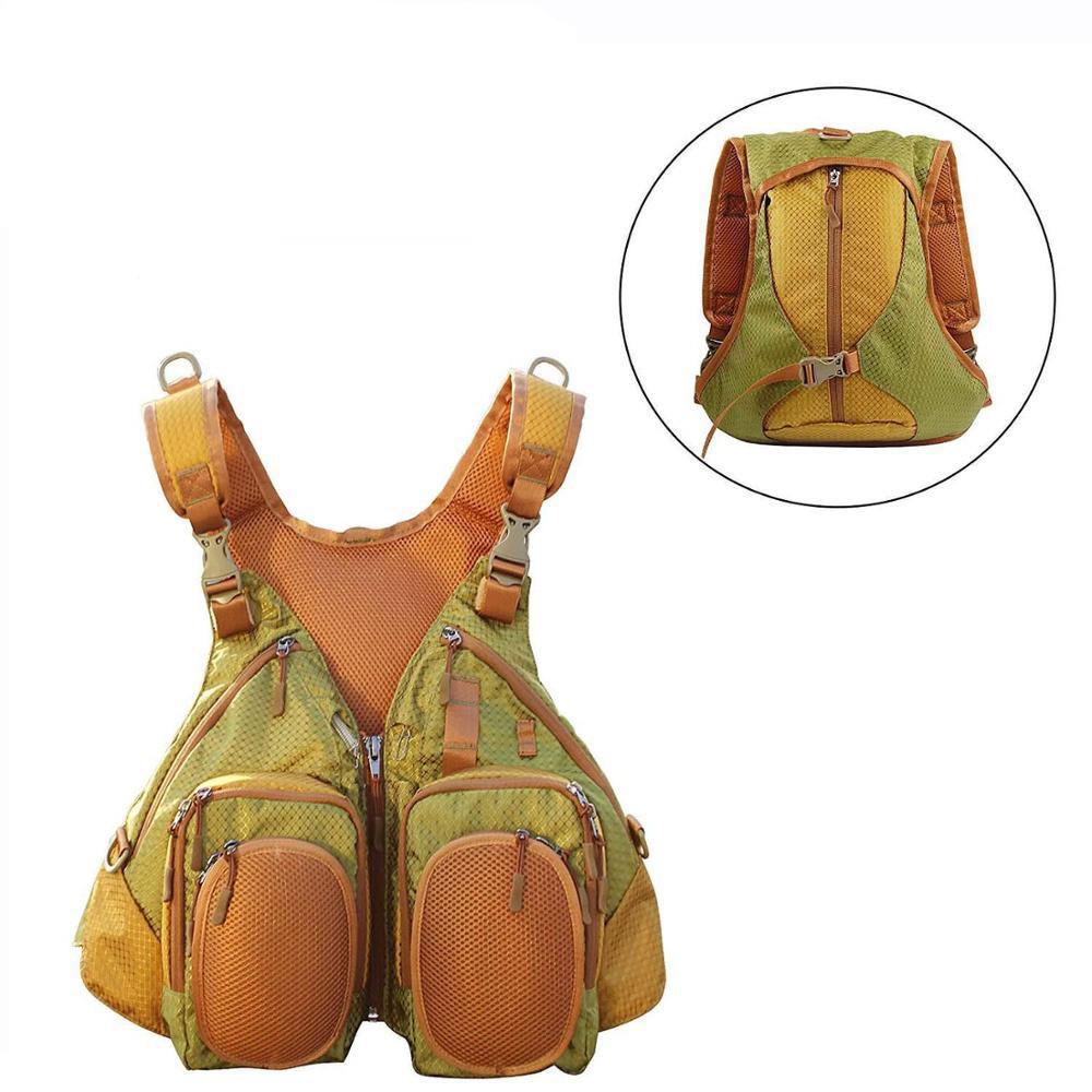 Fly Fishing Backpack & Vest Combo Fly Fishing Vest Pack Fishing Sling Pack Hard Shell Storage Tackle Gear Accessories Green Fly fishing backpack
