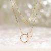 FANCIME 18K Yellow Gold Necklace for Double Loop and Circle Perfect for White and Gift Wrapping Women, Design, Day, Mother's Day, Birthdays,