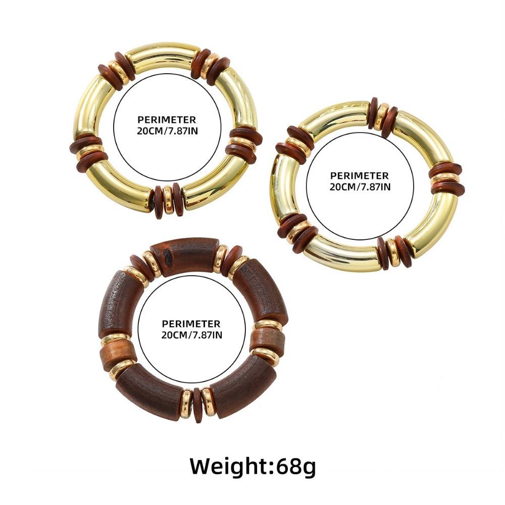 Exaggerated Necklace Bracelet Set Gold Plated Neck Chain Brown Wood Bracelet Female Jewelry Set