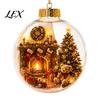 LED Winter Scene Decor Glowing Christmas Story Ornament, Mini Holiday in Ball with Warm Seasonal Home Gifts Light, 3D Clear Acrylic Hanging Decoration