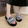 Sexy Slippers Woman Slides Daily Flat Low Heels Shoes for Women Leopard Fur Slip on Platform Bling Winter Shoes Plus Size