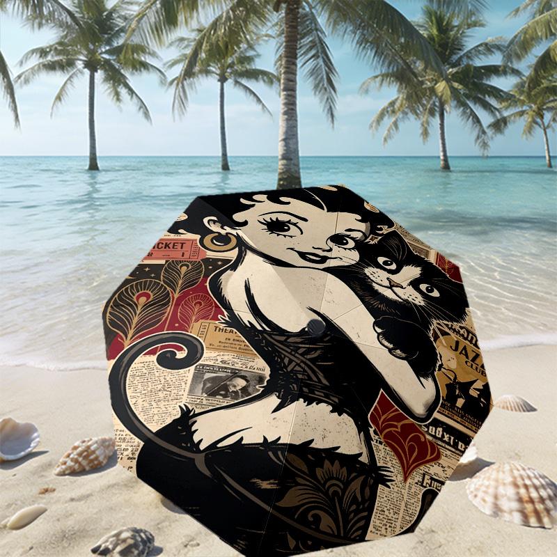 Betty Boop Print Umbrella Automatic Opening/ Closing - Portable Foldable Design - Daily Use for Travel/Outdoor - Gift for Birthday