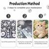 Framed Pearl Painting Kit Cute Kitten Pattern DIY 3D Bead Art Canvas Relaxing Handmade Craft for Adults Stress Relief Creative Home Decor