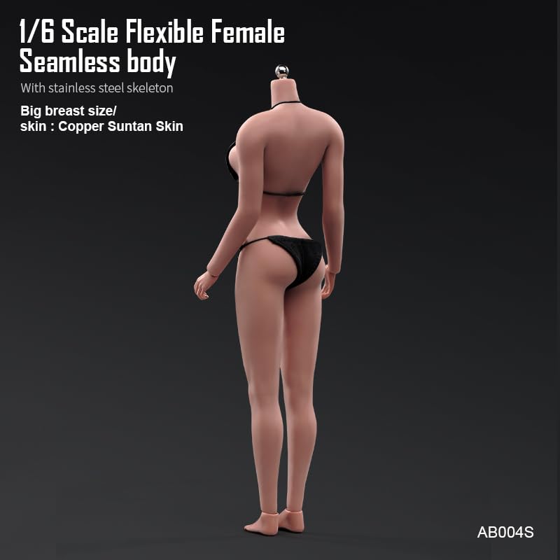 16 Scale Body, Beautiful Dark Skin Female Action Figure with Large Breasts, 12-Inch Model Set Doll Toy, Fits 16 Head Carving, Beauty Head Sculpt