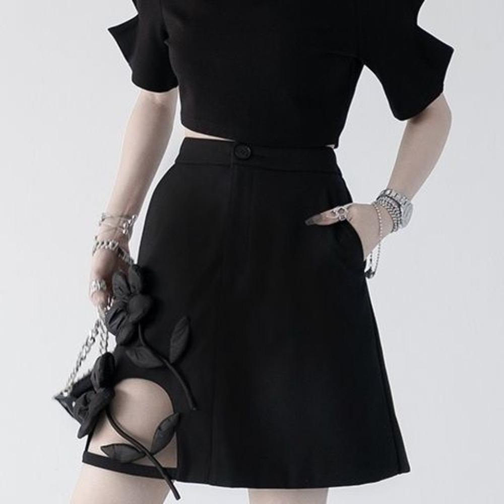 Women's Elastic Waist Short Flower Mesh Skirts Fashion Streetwear A Line Mini Skirt