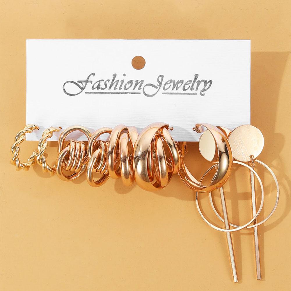 

Набор из 10 штук Европейско-американские металлические серьги Серьги-кольца Изысканные серьги с темпераментом Модный набор серег