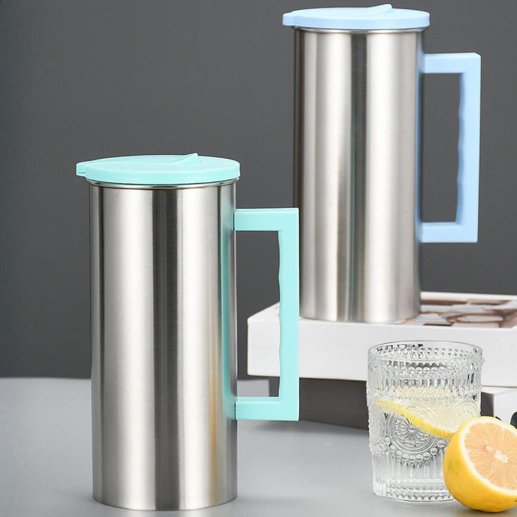 Large Capacity Water Pitcher Stainless Steel Tea Coffee Pot Thermal Drink Jug Metal Cup Alternative for Home Kitchen Office