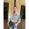 Pusumed Premium Acetate Shirt Women's Satin Glossy Loose Drop Seven-Sleeve Temperament Commuter Top