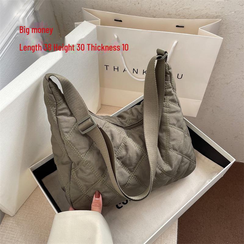 

Женская повседневная сумка через плечо с вышивкой в корейском стиле с ромбовидным узором 2024 года Large оливковое зеленый