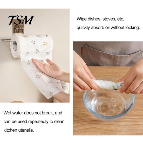 Reusable Dishwashing Cloth 50/100/200Pcs/Roll Kitchen Paper Towel Super Water Oil Absorbent Wet Dry Dual Soft Use Food Grade Tear-off Washable