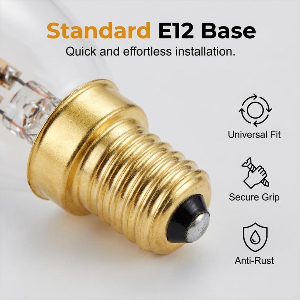 E12 Candelabra Flame Light Bulbs, Realistic Flickering LED Fire Light Bulb, Clear Glass Candle Style Flicker Bulb for Lantern, Chandelier, Halloween
