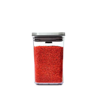 OXO Vorratsbehälter, OXO Kunststoffversiegelter Pop-Behälter aus Edelstahl, klein, quadratisch, kurz, 1,0 l