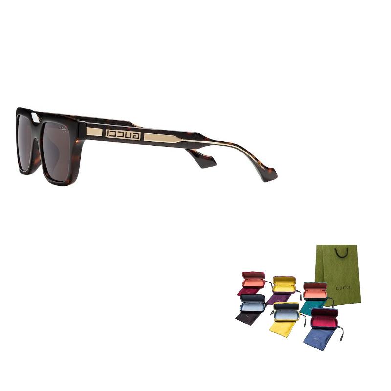 

GUCCI Temple Letter Logo Rectangular Sunglasses Unisex Couple Tortoiseshell Colour F