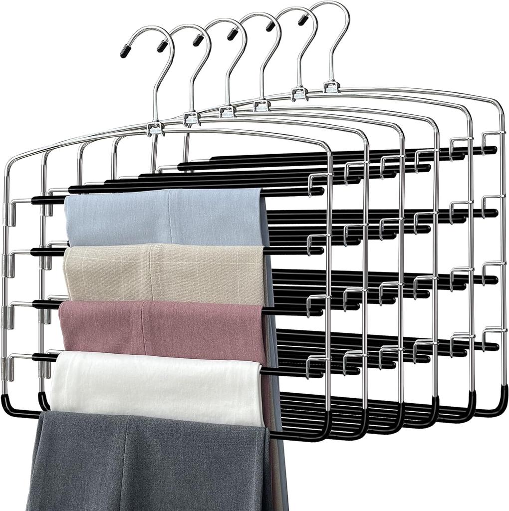 5 Tier Closet Organizers and Storage Clothes Hangers, Multiple Metal Hangers Clothes Organization for Pants Trousers Jeans