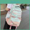 Bow Unisex Nylon Travel Backpack With Color Block Pattern And Laptop Compartment