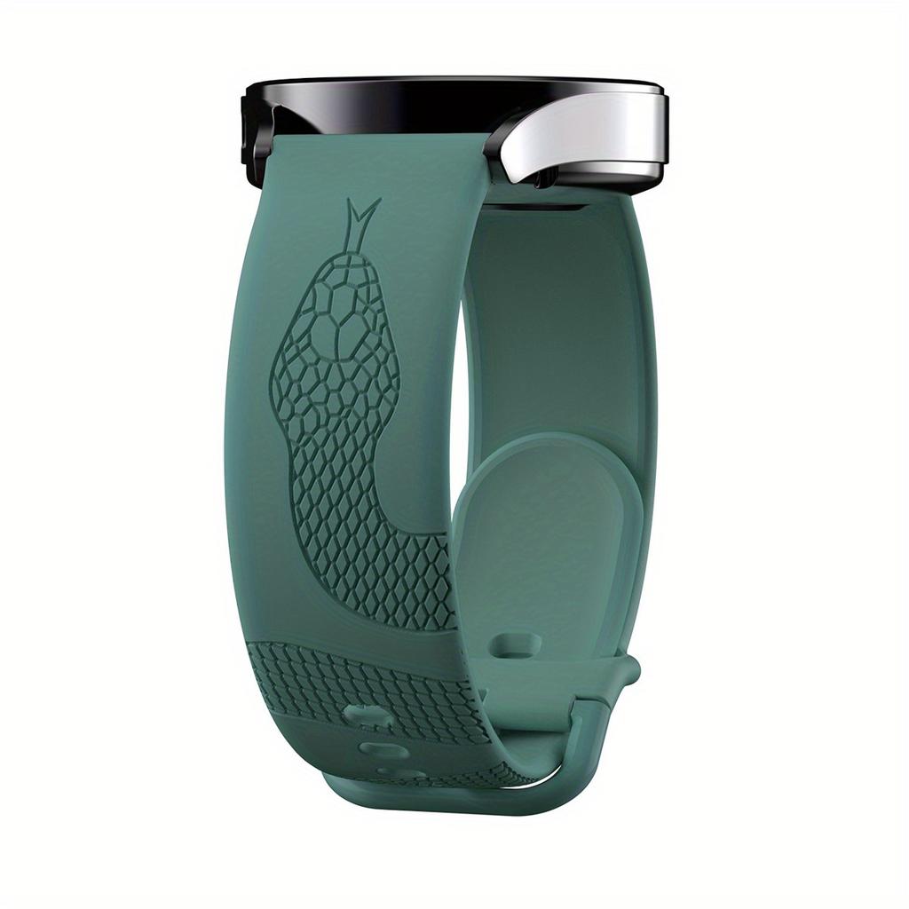 18/20/22mm Carved Snake Print Silicone Strap for Galaxy Vivoactive 5/3/Venu/Sq 2 & GT3/GT2, Durable Stylish Replacement Band