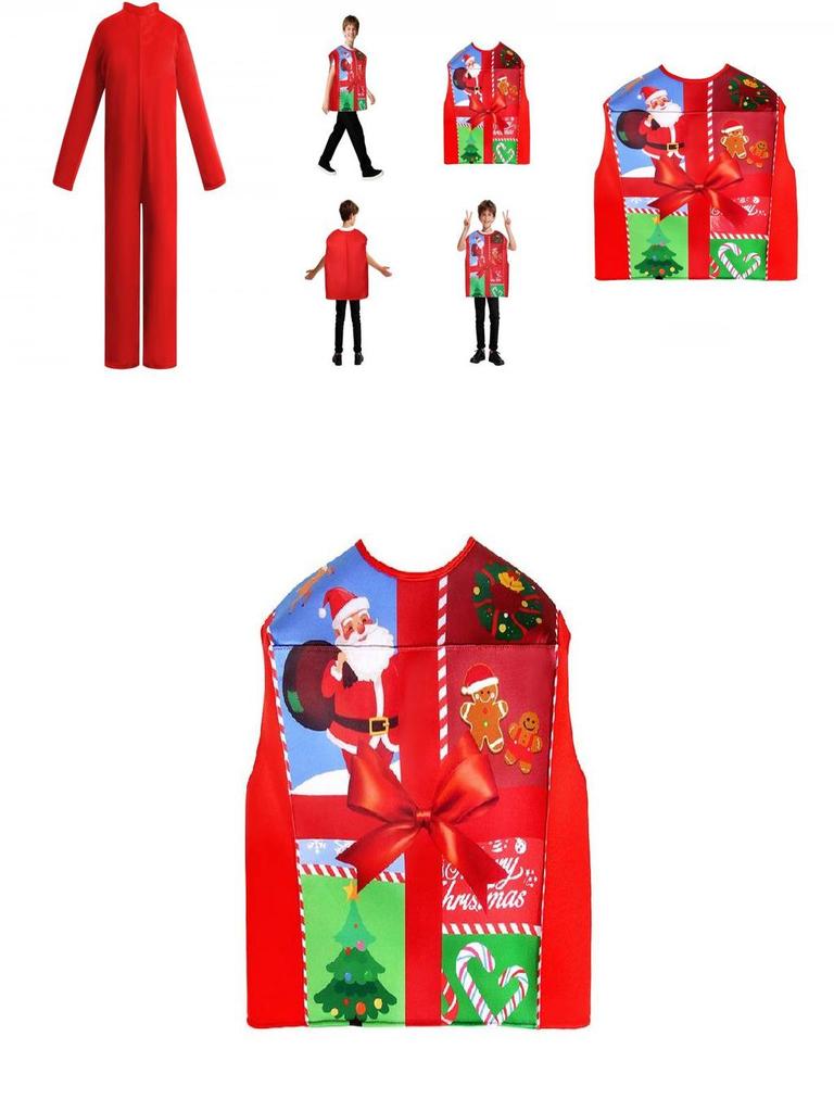 Christmas Gift Box Costume For Kids With Sponge Material For Holiday Stage Performances