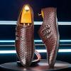 2024 Men's British-Korean Crocodile Pattern Formal Leather Shoes - Pointed Toe, Large Size
