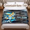 Lazio FC Printed Flannel Blanket Custom Name Text Soft Warm Throw For Bedroom Holiday Gift