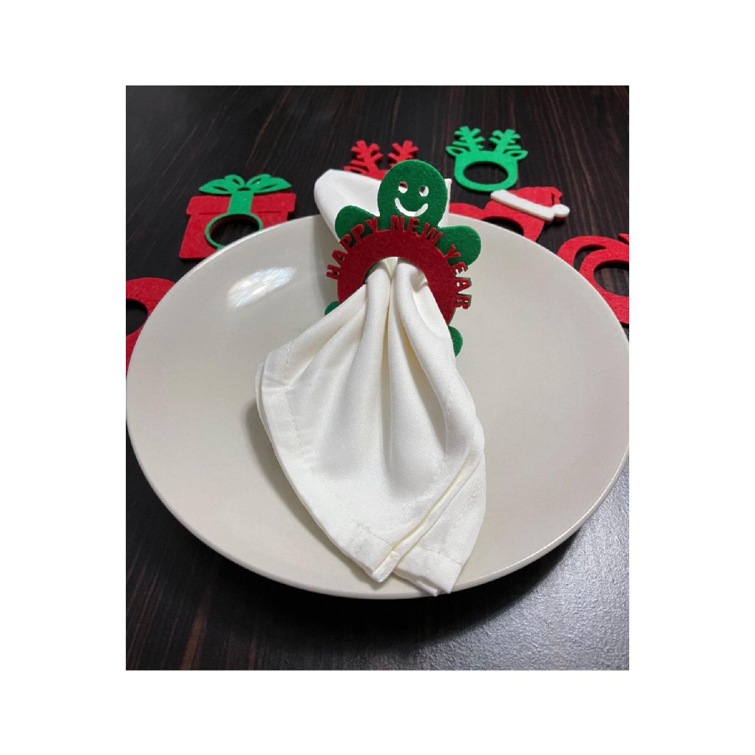 

Felt Napkin Ring Set Of 6 Happy New Year чистий