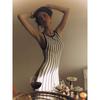 Western Style New Fashion Knitted Stripes Long dress Sleeveless Dress Knitted Striped Dress