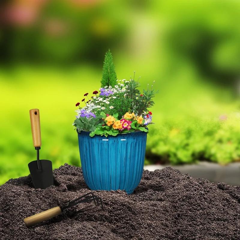 Runder Pflanztopf aus recyceltem Kunststoff mit Drainagelöchern UV-beständig Reißfest Innen- und Außenbereich Ideal Sukkulenten Blumen und