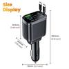 5 In 1 150W Car Charger with 2 Retractable Cables USB Type C Super Fast Charging Adapter with Voltage Display for iPhone & Android