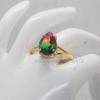 Pink Green Watermelon Tourmaline Quartz 925 Sterling Silver Ring, 18K Rose Gold, 18K Yellow Gold Ring, Split Band Signet Zodiac Jewelry