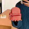 Large Capacity Makeup Bag Women's Red Checkered Portable Travel Grooming Bag Cosmetics Handbag Multi Zone Layered Toiletry Bag Storage Bags