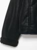 European-American Style Black Suede Leather Jacket for Women, Short Winter New Shearling Jacket