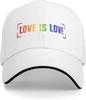 Love Is Love Rainbow LGBT Pride Adjustable Baseball Cap Casual Polyester Summer Hat for Men Women