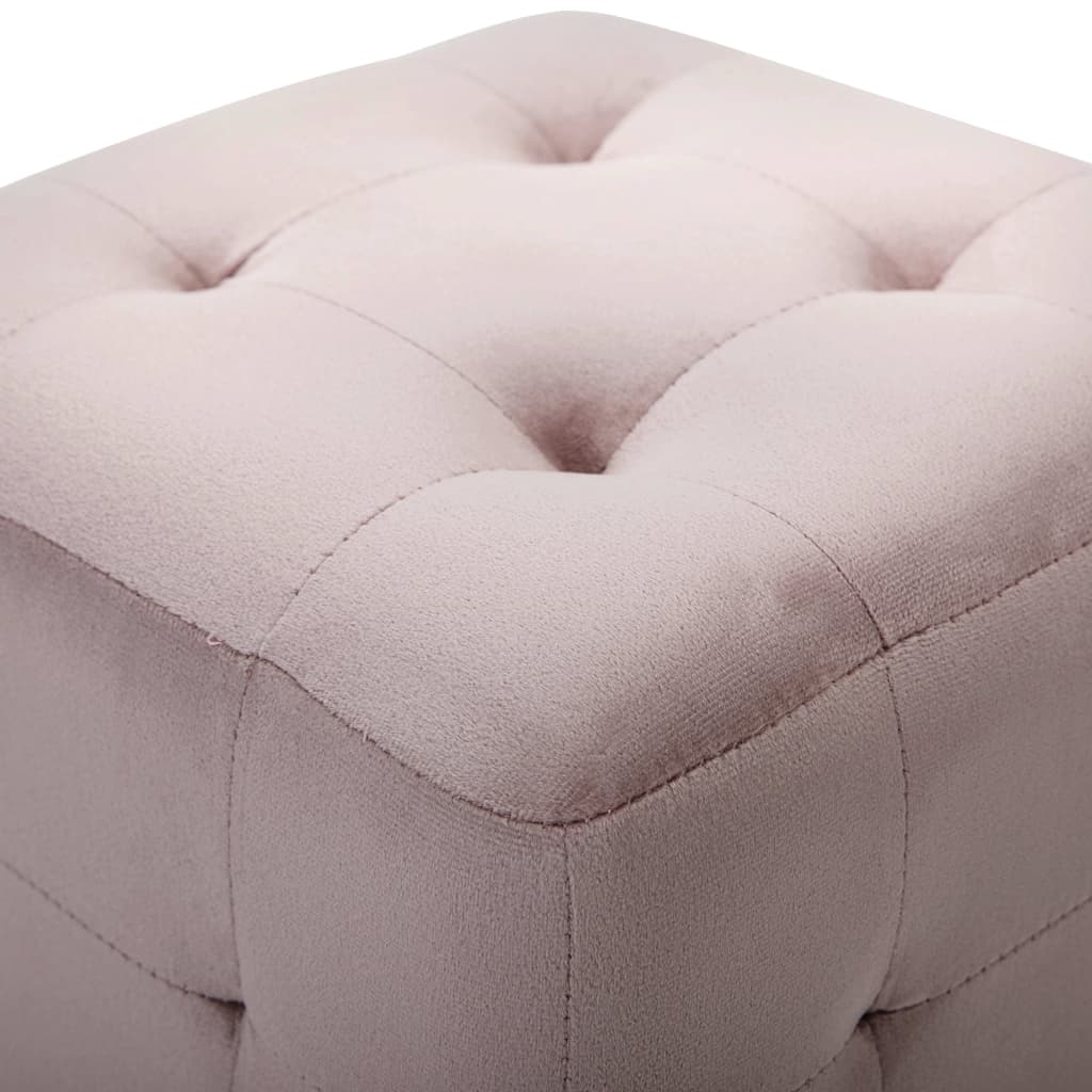 Footstool Set of 2 Pink 30 X 30 X 30 Cm Velvet Fabric