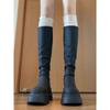 Thick-Soled But Knee-Thin Boots Retro Black Boots Tall Knight Boots Heightening Versatile Stacking Boots