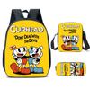 Set Zaino Scolastico Cartone Animato Cuphead per Bambini Zaino a Doppia Tracolla da 17 Pollici con Borsetta a Tracolla Astuccio