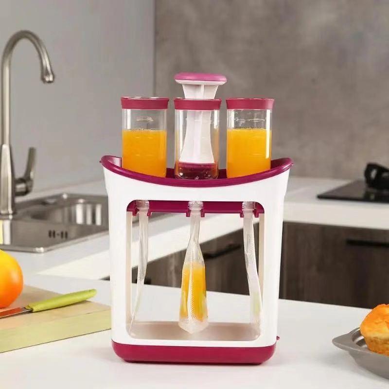Baby Food Prep: Fruit Puree Squeezer, Storage Bags, Portioning Container, and Food Processor