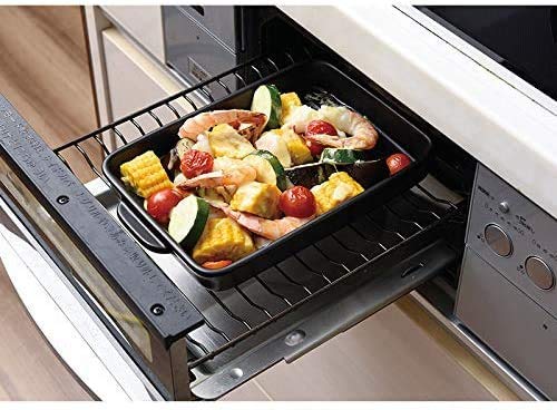 SENTO SENGA Heat-Resistant Cooking Plate/Grill Plate with Lid, 26cm Wide, Ceramic, Suitable for Direct Flame, Microwave, and Oven, Black, Stylish, Ban