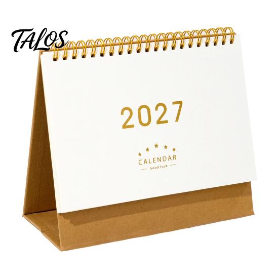 Monthly Organizer for Desk 2027 Calendar, Standing Flip Desktop Minimalist Gold Foil Cover Home Office Accessory Planner, Thick Paper Note Taking,